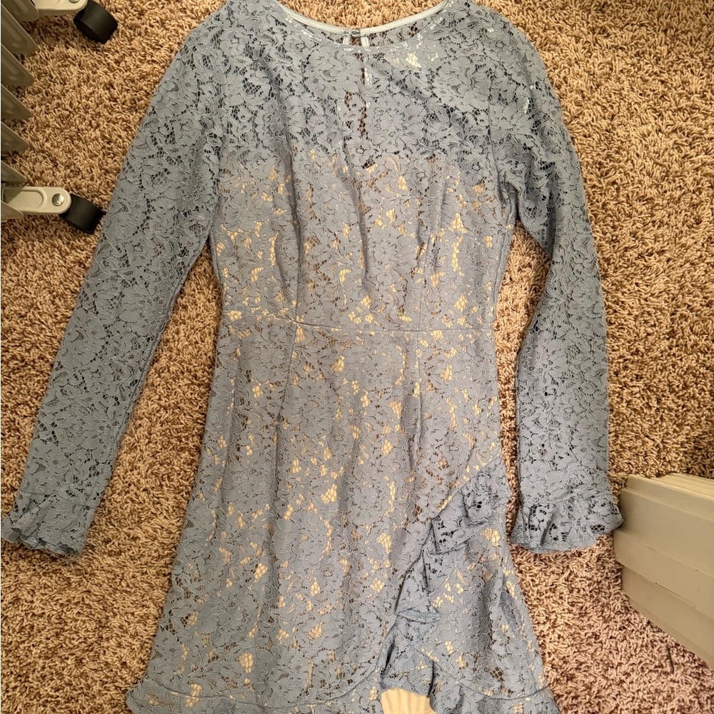 Elegant Blue Lace Dress